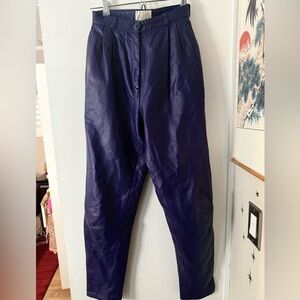Purple Leather Vintage 80’s pants , size 2-4 small tapered